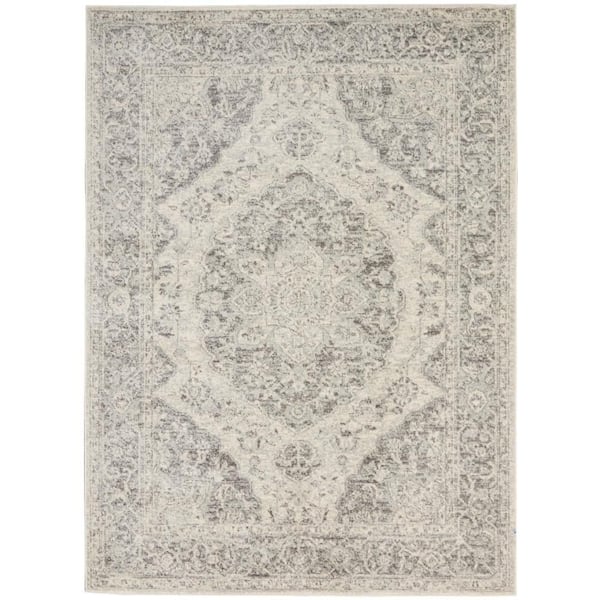 Nourison Tranquil Ivory/Grey 4 ft. x 6 ft. Persian Vintage Area Rug