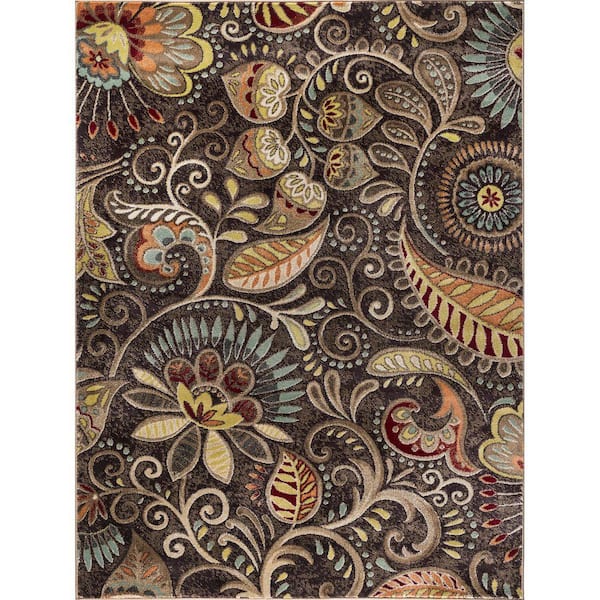 Tayse Rugs Capri Abstract Brown 4 ft. x 6 ft. Indoor Area Rug