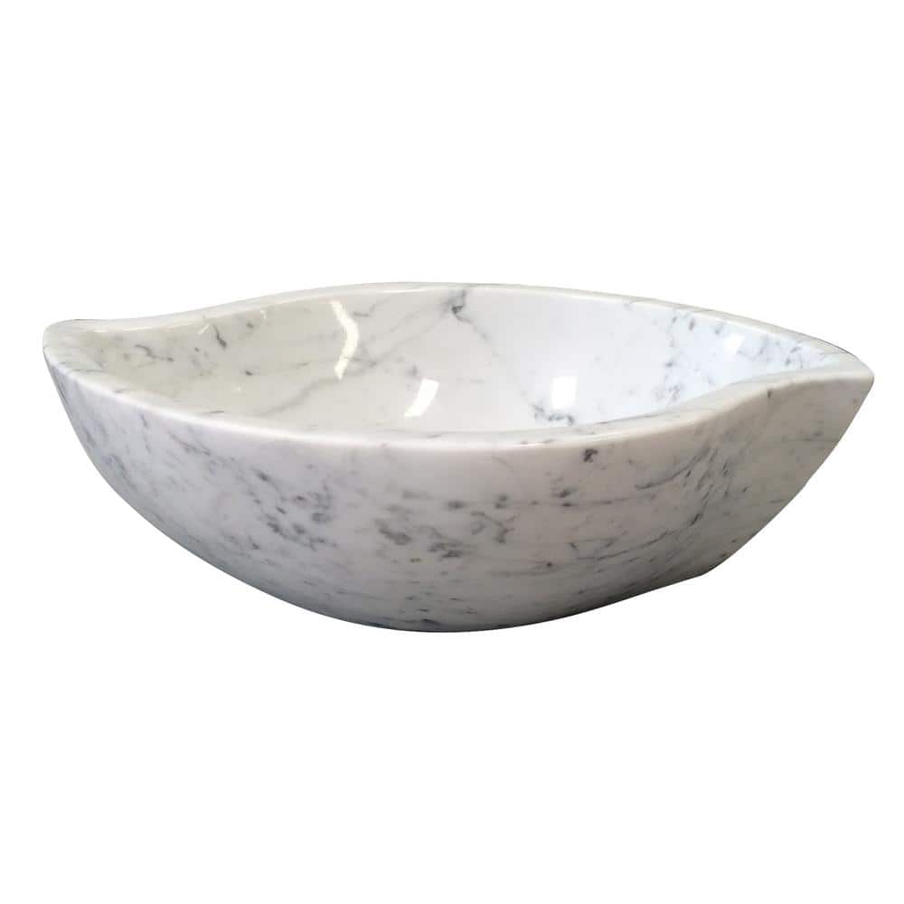Polished Carrara Marble 16'' Vessel Sink