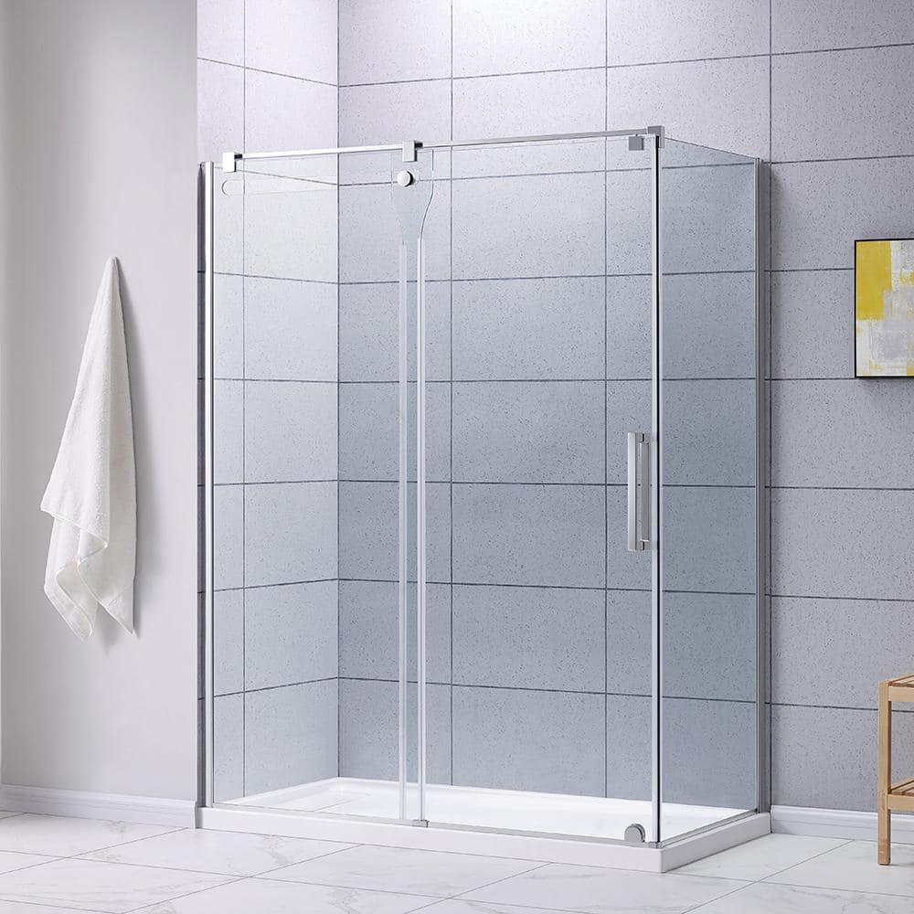 White Acrylic 60 x 32 Inch Shower Base with Hidden Drain