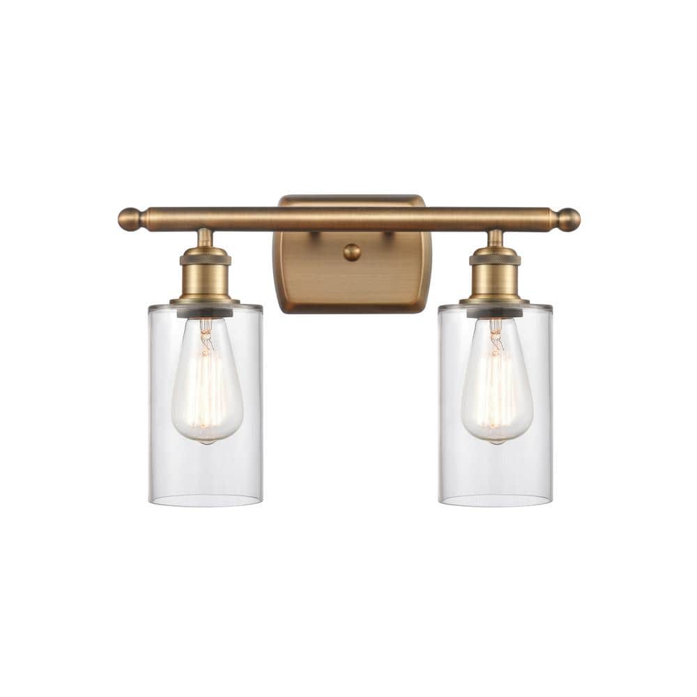 Innovations Clymer 16 in. 2Light Brushed Brass Vanity Light with Clear
