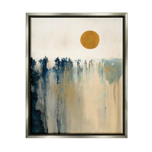 The Stupell Home Decor Collection Abstract Daytime Sun Landscape Fluid Shapes Design by Dina D'Argo Floater Frame Abstract Wall Art Print 21 in. x 17 in.
