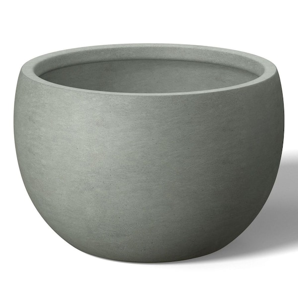 Morrava 20.5 in. Large Sage Gray (Enhanced Interior) Concrete Round Planter / Pot with Drainage Holes