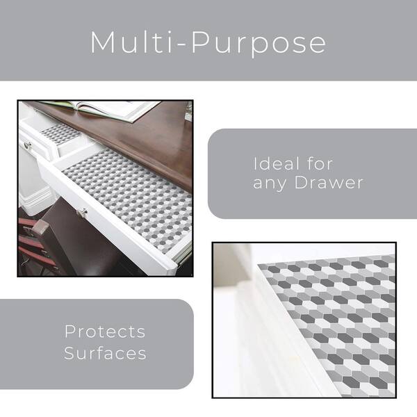 Smart Design Adhesive Shelf Liner - 18 Inch x 20 Feet - Drawer Cabinet Paper  - Kitchen - Gray Honeycomb 