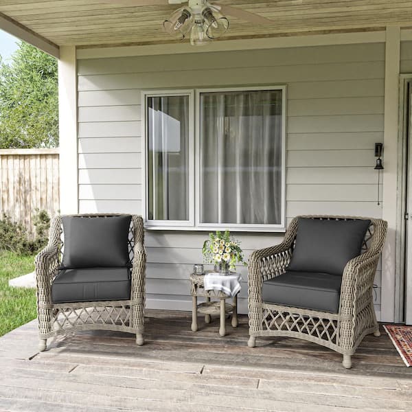 24 in. x 24 in. x 6.5 in. Outdoor Repacement Deep Seating Lounge Chair Cushion with Backrest (2-Pack) Grey