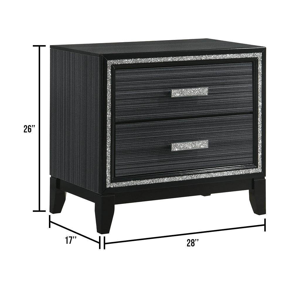 Haiden 31'' Weathered Black Nightstand with Silver Accents