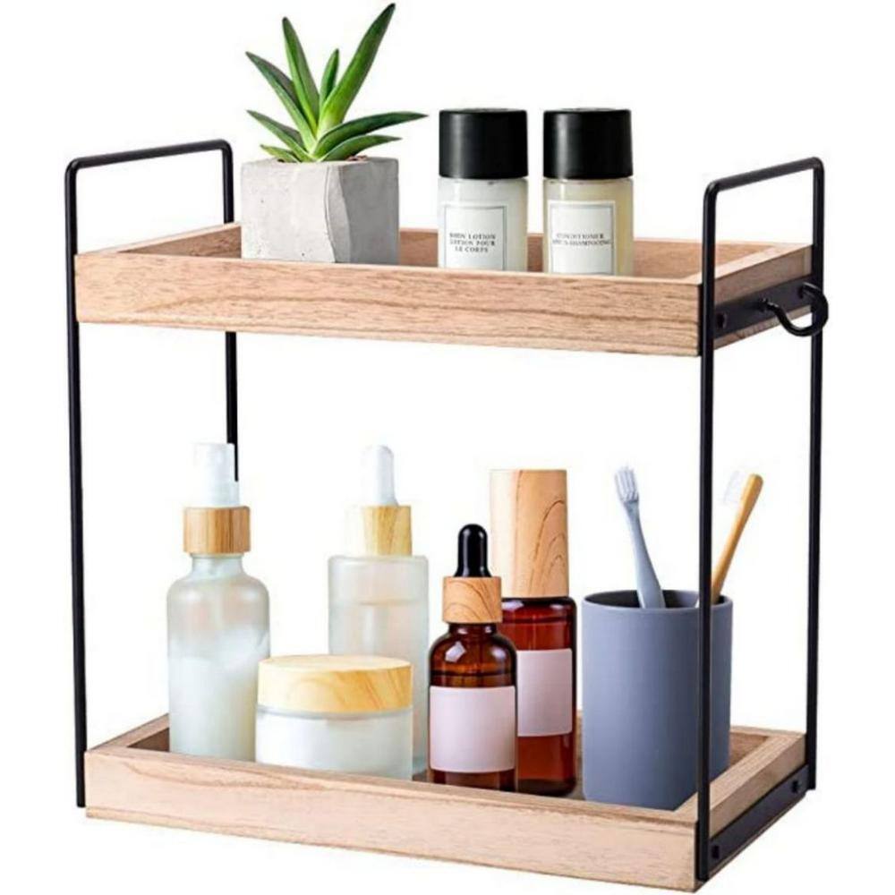 Dyiom Bathroom Countertop Kitchen Counter Organization and Storage Spice Rack Stackable Holder,6.7 in,plastic,white