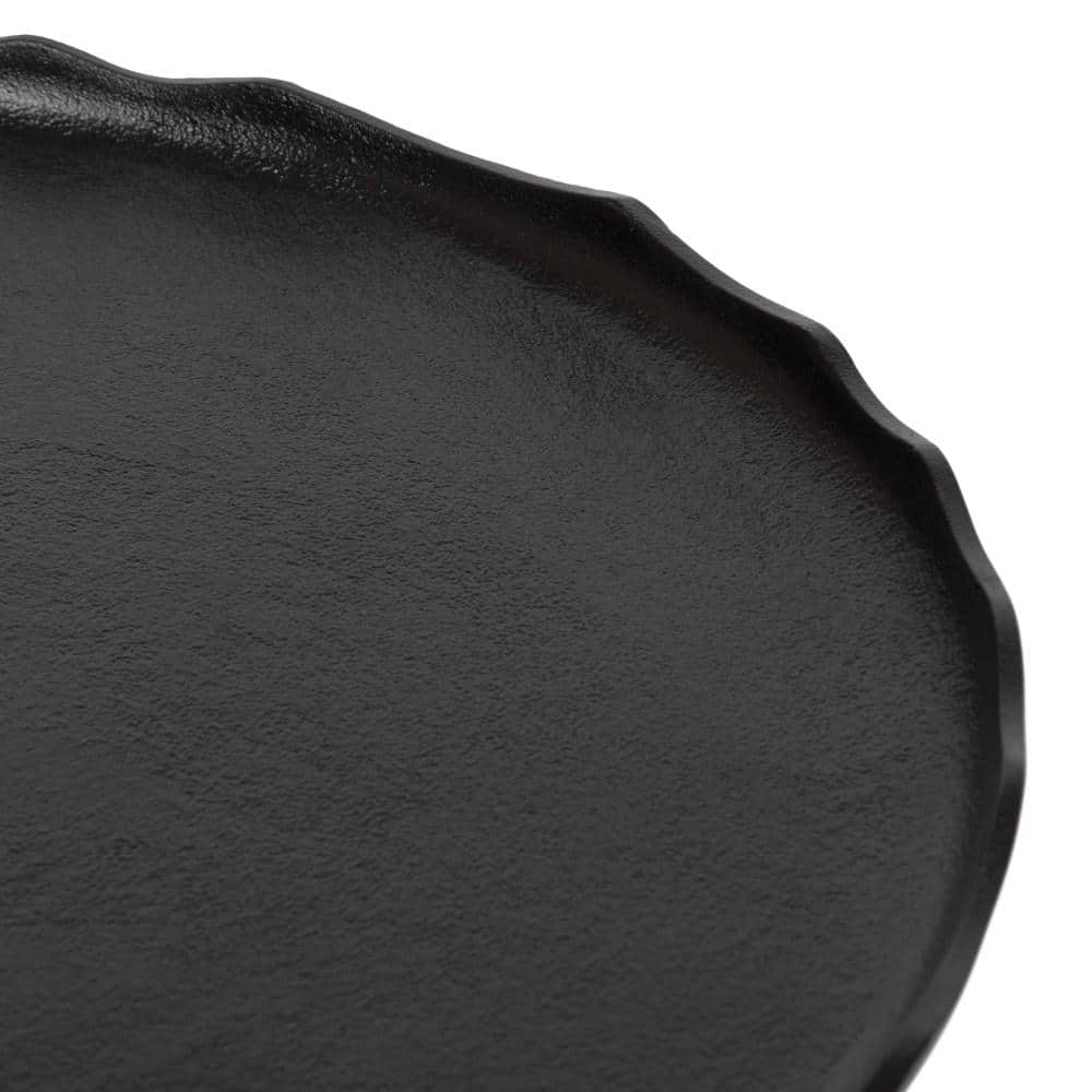 Alessia Black Round Metal Coffee Table with Deckled Edge, 26x26x16