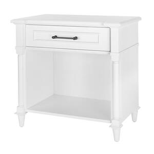 Bellmore 1-Drawer White Nightstand (32 in. W x 18.75 in. D x 30.5 H)