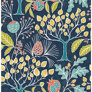 Shiloh Navy Botanical Navy Wallpaper Sample