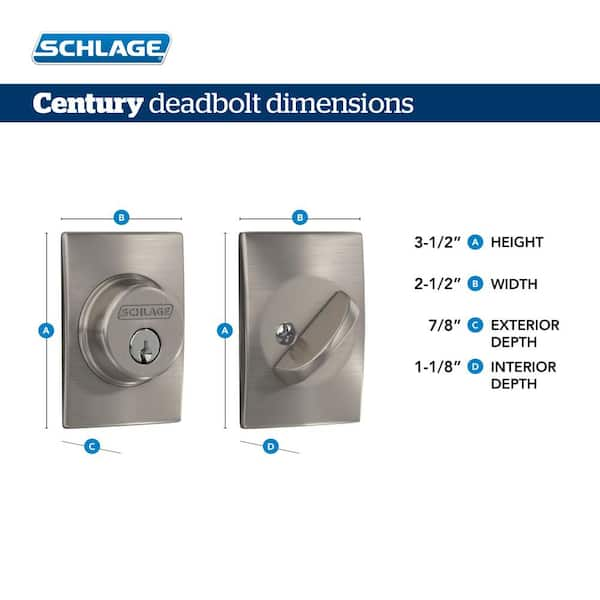 Schlage B60 Series Century Matte Black Single Cylinder Deadbolt