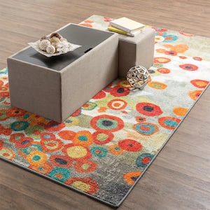 Tossed Floral Multi 2 ft. x 5 ft. Machine Washable Abstract Runner Rug