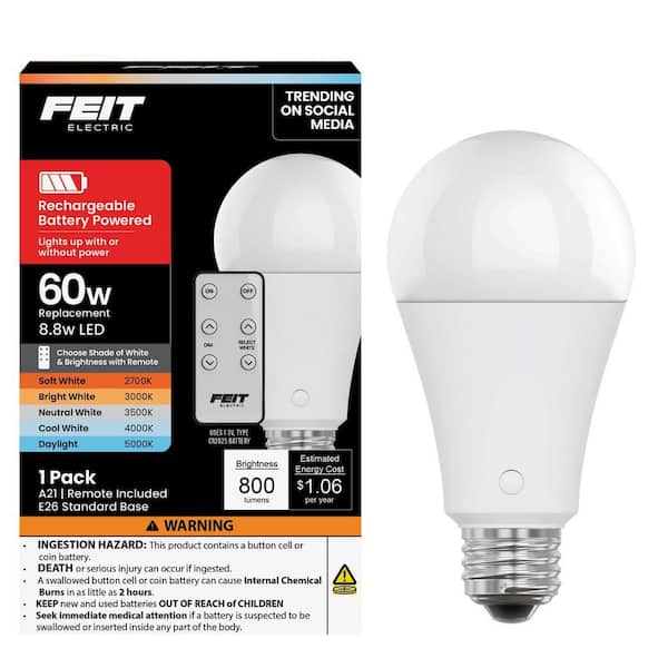 Reviews for Feit Electric 60-Watt Equiv A21 USB White Battery Backup ...