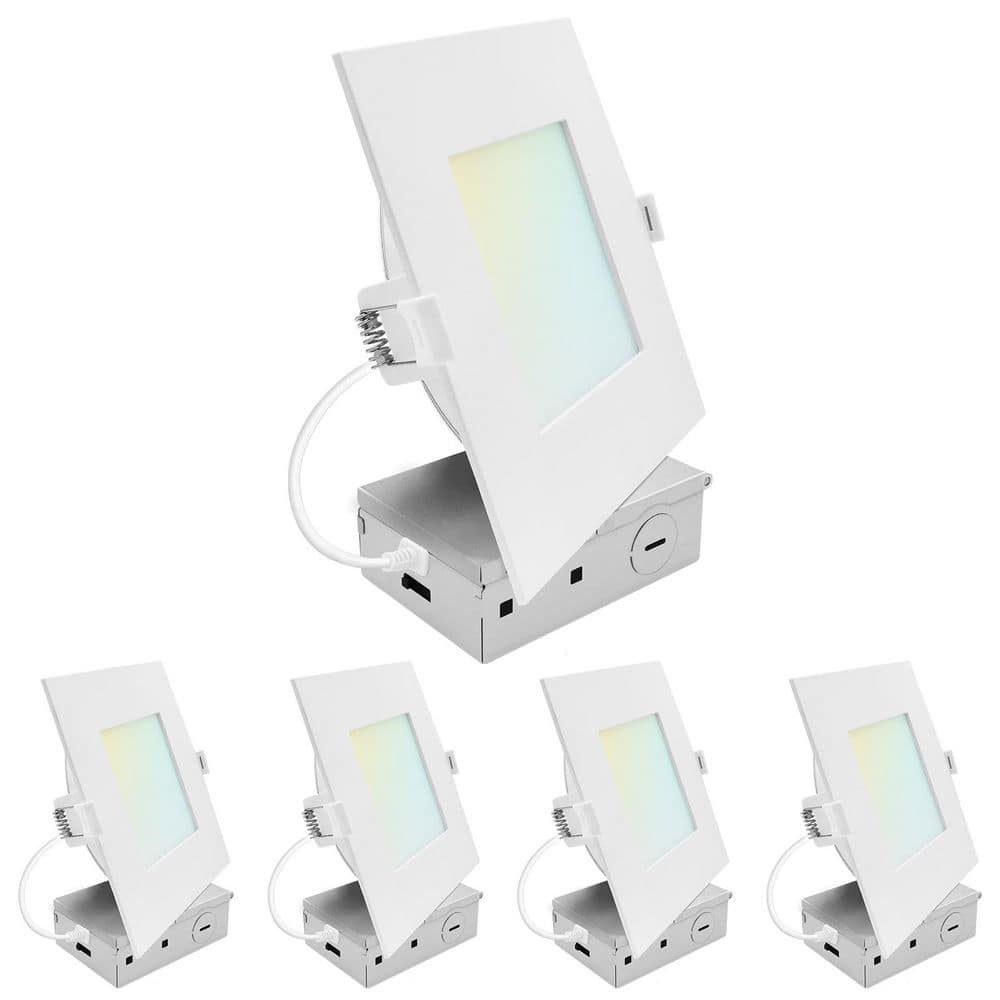 6 In. Integrated LED Square Recessed Light, Mini Panel Light, 5CCT, 1400LM, 15W, 100°, Dimmable, ETL Listed 4 Pack price history on PriceWatchPro