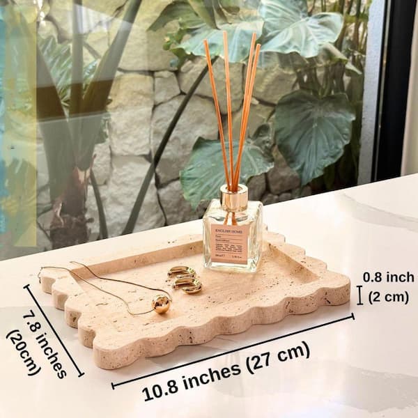 Light Beige Travertine 11 in. Handmade Decorative Tray HDFB3Y2HPF