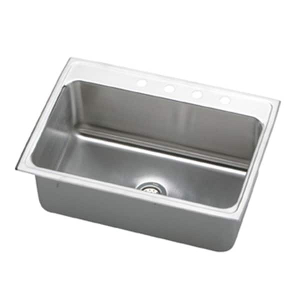 Elkay Lustertone Drop-In Stainless Steel 31 in. 4-Hole Single Bowl Kitchen Sink