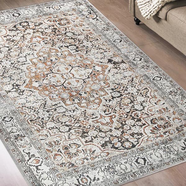 Floral Gray/Grey/Gold Indoor-Outdoor Area Rug – Modern Rugs and Decor