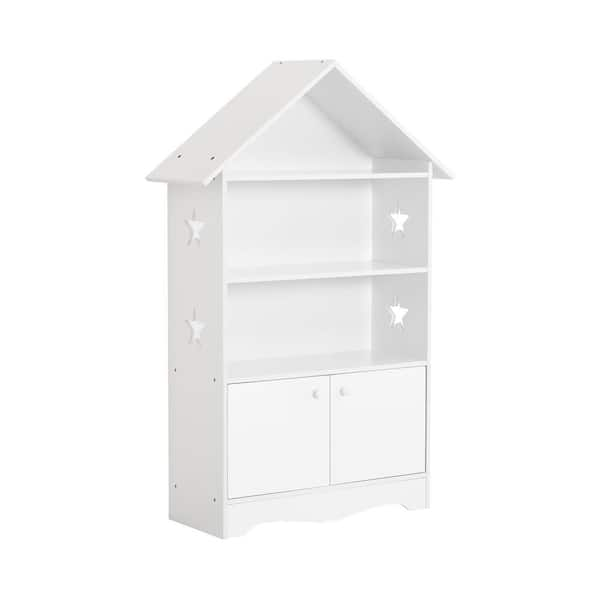 LUE BONA 32.68 in. White 2-Tier Storage Wooden Kids Bookshelf with Cubbies  and Bookrack for Kids Room or Nursery LB22KS0005-100 - The Home Depot