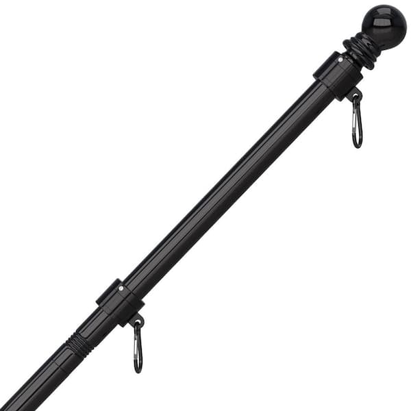 6FT Series 1 in. Adjustable Stainless Steel Flag Pole US Flag Kit with Tangle Free Rings Bracket Black