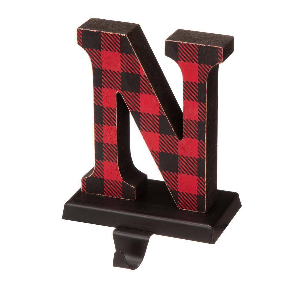 Red and Black Buffalo Plaid Noel Stocking Hanger Set