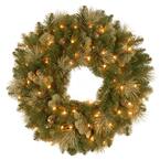 Nearly Natural 30 in. Lighted Pine Artificial Wreath with Berries and ...