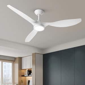 R3 52 in. Indoor Ceiling Fan with Light and Remote,Quiet Reversible DC Motor and 3 CCT Light Kit,White Attractive Design