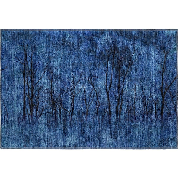 Mayfield Premium Machine Washable Abstract AMF2083 Blue 2 ft. x 3 ft. Accent Rug