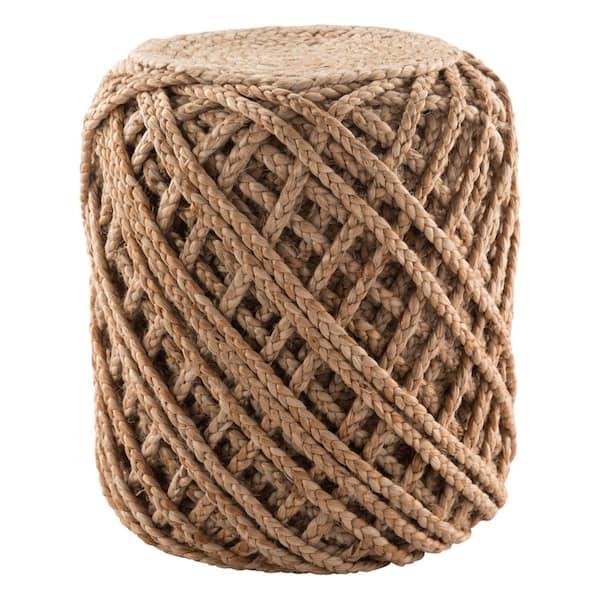 Jaipur Living Bartram Textured Tan Cylinder Pouf