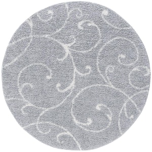 Soho Shag Floral Silver 6 ft. Round Indoor Area Rug