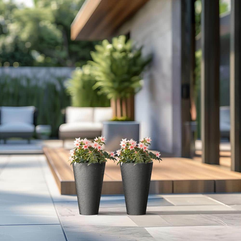 Sapcrete Large and Tall 15 in. H Round Charcoal Black