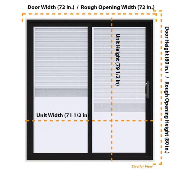 72 in. x 80 in. V-4500 Contemporary Black FiniShield Vinyl Right-Hand Full Lite Sliding Patio Door w/ Internal Blinds 72 in. x 80 in. V-4500 Contemporary Black FiniShield Vinyl Right-Hand Full Lite Sliding Patio Door w/ Internal Blinds