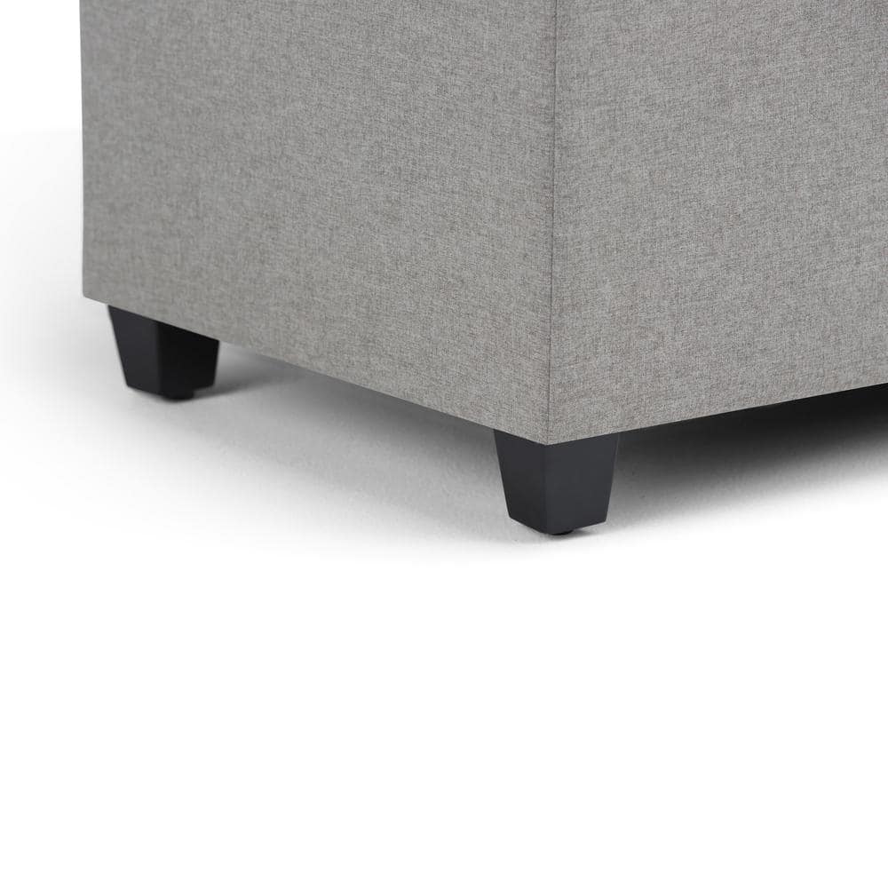 Dove Gray Tufted Rectangular Wood Storage Ottoman Bench