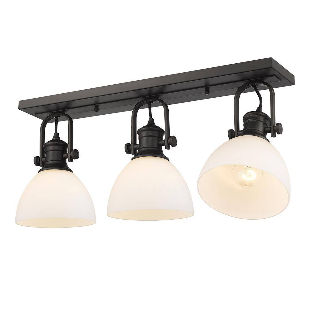 Hines 25" Rubbed Bronze and Opal Glass Semi-Flush Light