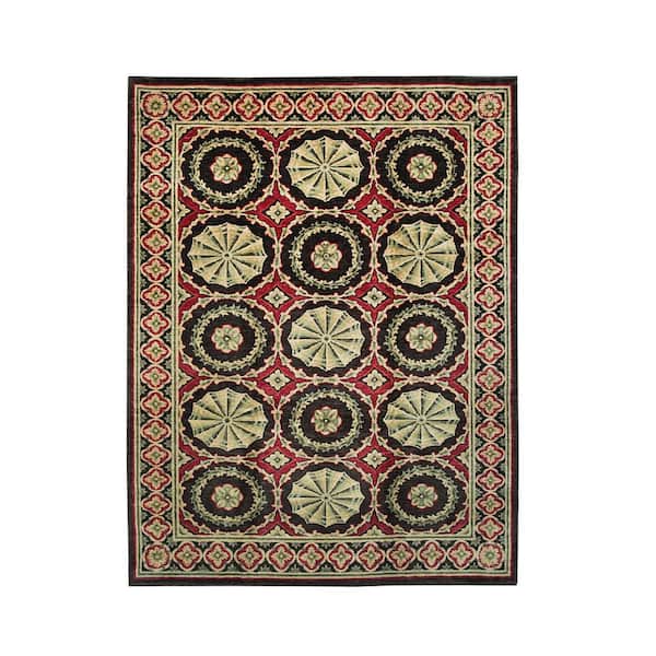 EORC Red Handwoven Wool Transitional Spanish Style Rug, 12'6" x 16'
