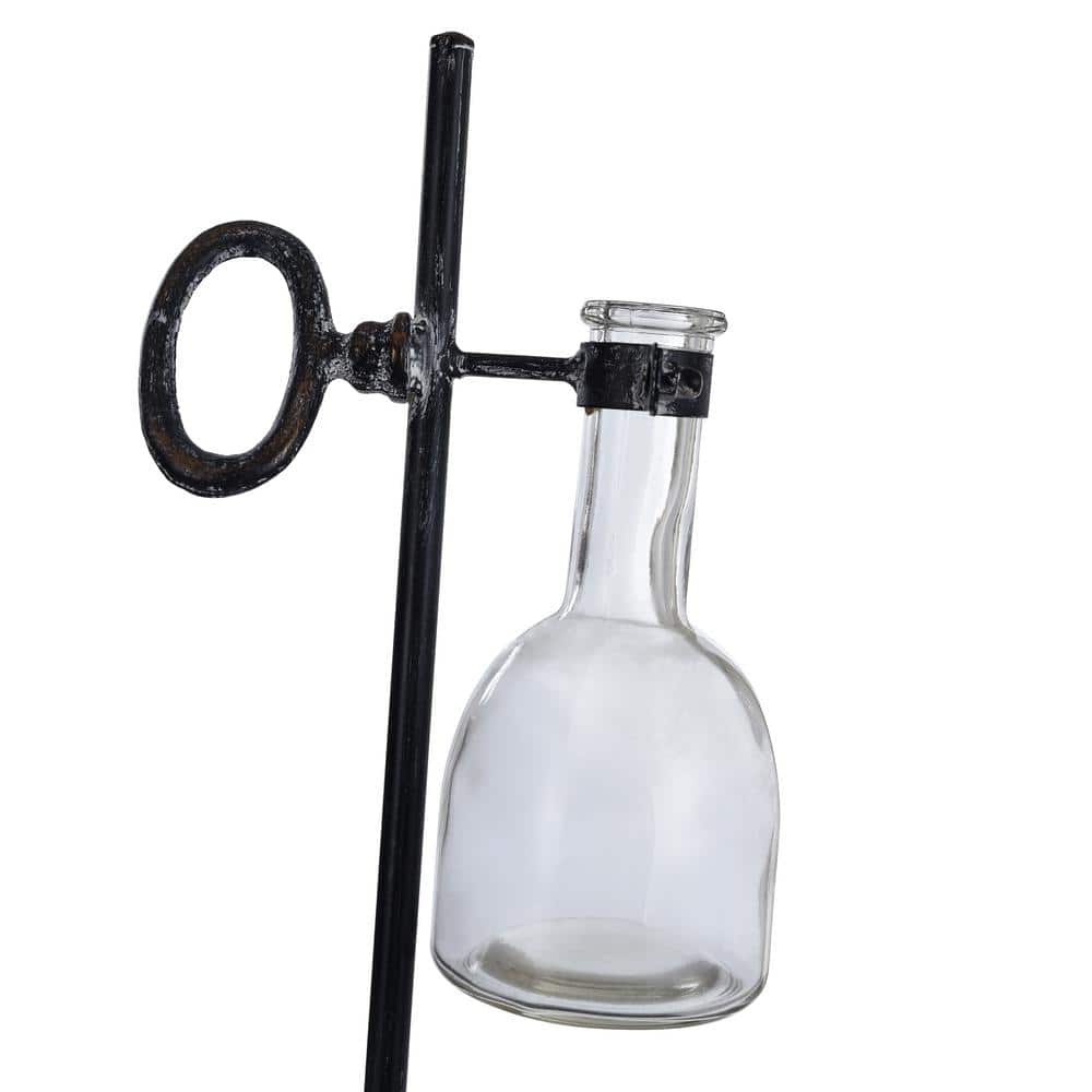 Industrial Clear Glass Table Sculpture with Antique Iron Stand