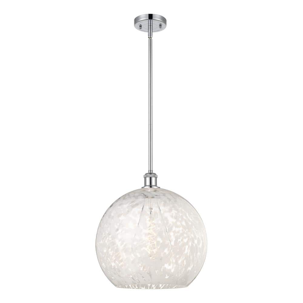 White Mouchette 100-Watt 1-Light Polished Chrome Shaded Mini Pendant Light with Painted Glass Shade price history on PriceWatchPro