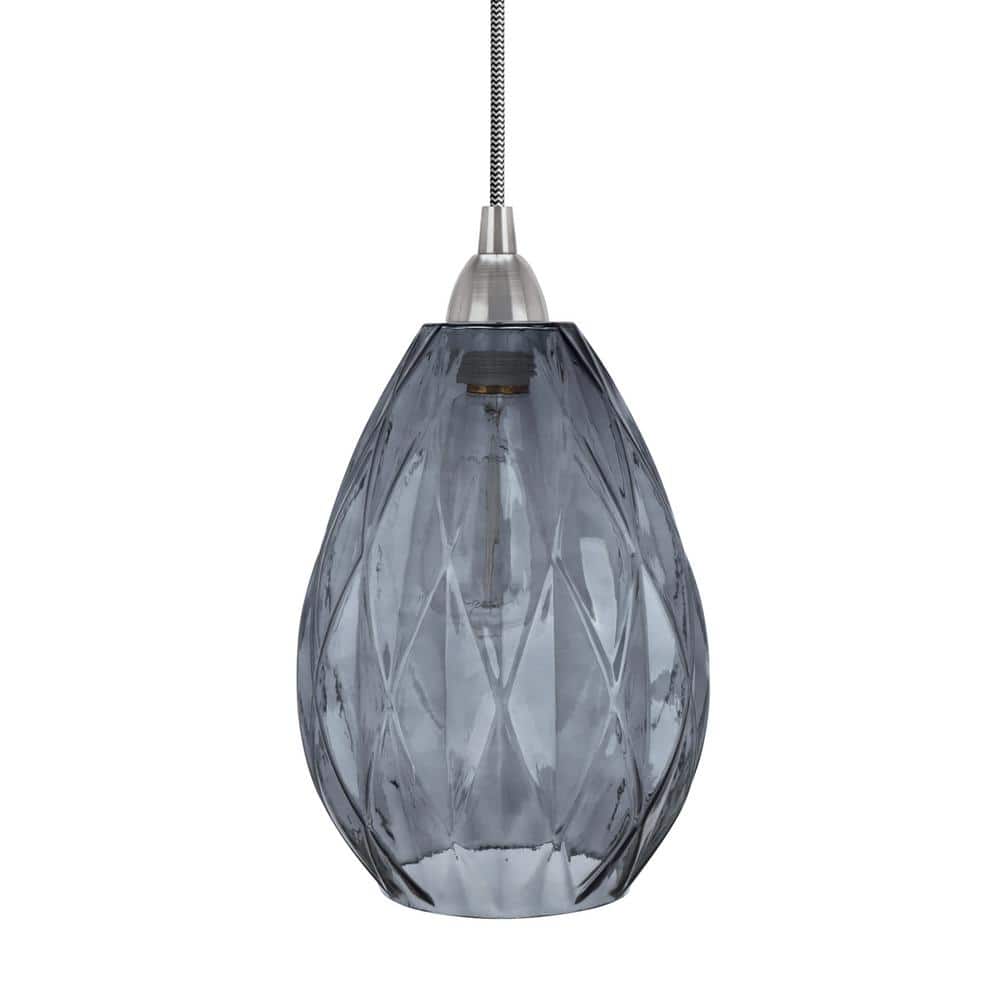 Satin Nickel Mini Drum Glass LED Pendant Light