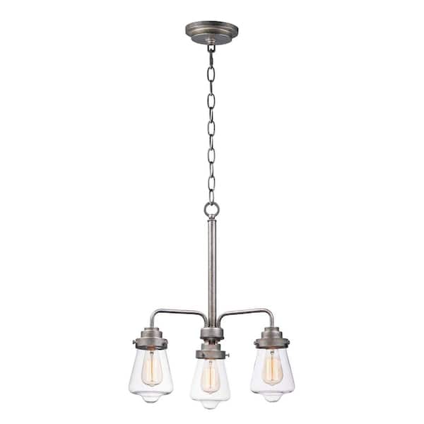 Maxim Lighting Cape Cod 21 in. W 3-Light Weathered Zinc Chandelier with Clear Shade