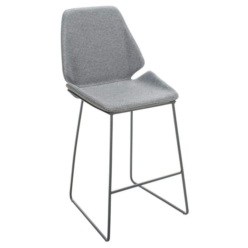Masami Grey & Black Saddle Style Wood & Metal Counter Stool