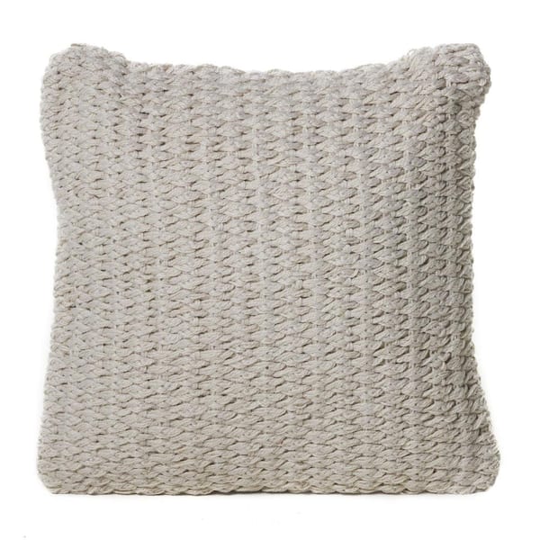 Noble House Dervilla Ivory Geometric Polyester 17 in. x 17 in. Throw Pillow