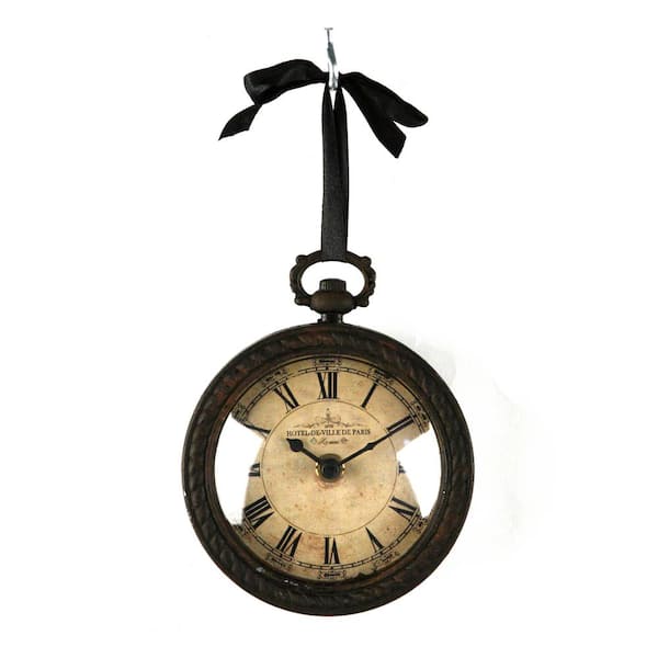 Zentique Antique Round Iron Clock with Ribbon