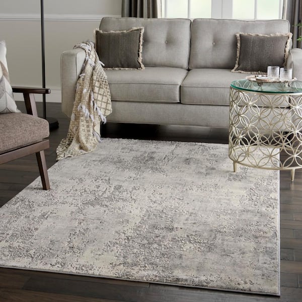 Nourison Rustic Textures Grey/Beige 5 ft. x 7 ft. Abstract Contemporary  Area Rug 495952 - The Home Depot