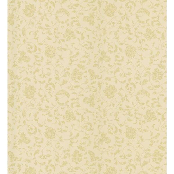 Brewster Cottage Living Gold Jacobean Stencil Wallpaper Sample