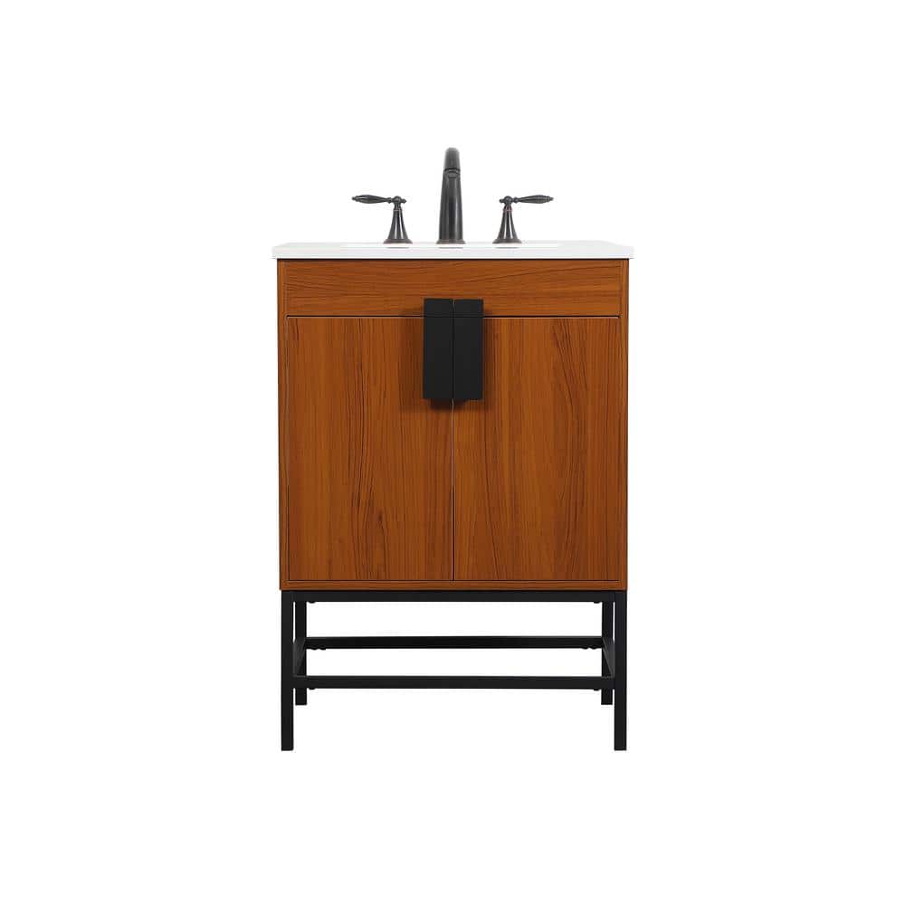 Simply Living 24 in. W x 19 in. D x 33.5 in. H Bath Vanity in Teak with Ivo