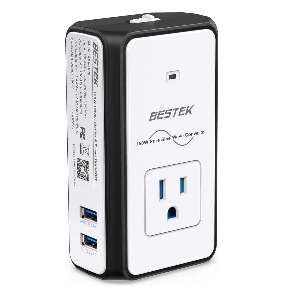Universal Travel Adapter Surge Protector 220v to 110v Voltage Converter with 1-Outlet and 2-USB A Ports in Black price history on PriceWatchPro