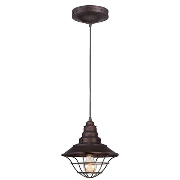 Westinghouse 1-Light Oil Rubbed Bronze Adjustable Mini Pendant with Metal Lantern Shade