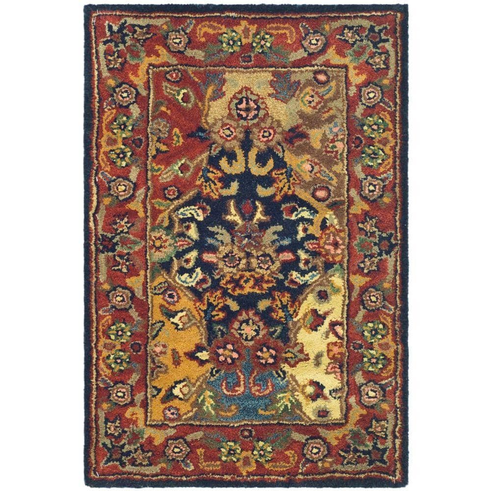 SAFAVIEH Heritage Multi/Burgundy Doormat 2 ft. x 3 ft. Border Area Rug ...