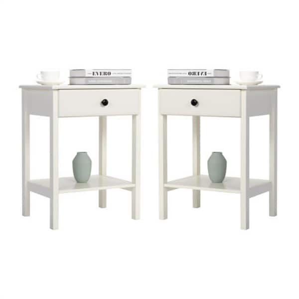 Donason 1-Drawer White Nightstand, Set of 2(18.1 in. L x 13.8 in. W x 23.6 in. H)