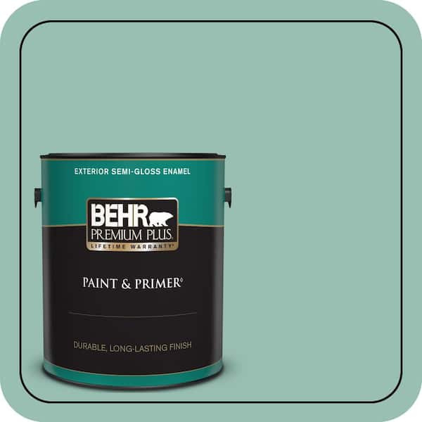 BEHR PREMIUM PLUS 1 gal. #PPU12-07 Spring Stream Semi-Gloss Enamel Exterior Paint & Primer