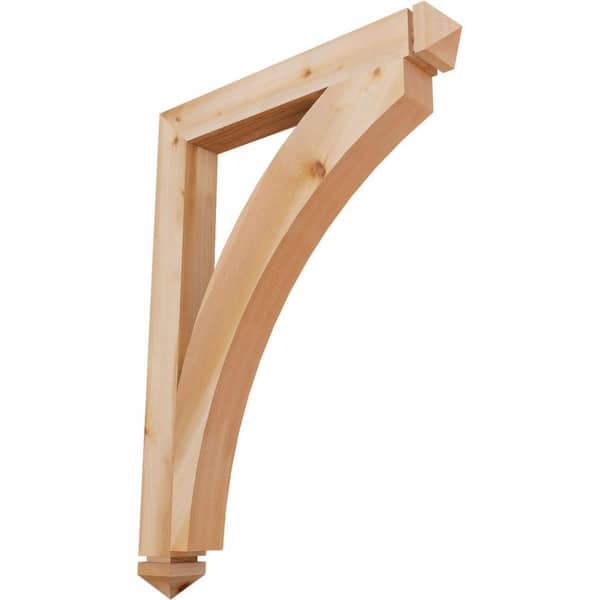 Ekena Millwork 3.5 in. x 44 in. x 32 in. Western Red Cedar Thorton Arts and Crafts Smooth Bracket